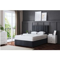 Amelia Upholstered Steel Panel Divan Bed Headboard Double