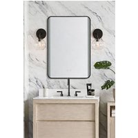 Living and Home Retangular LED Light Bathroom Vanity Mirror with Metal Frame in Black