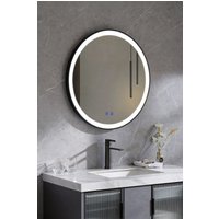 Living and Home 60cm Black Round LED Bathroom Wall Mirror - Touch Control, Demister & Adjustable Colour Temperature