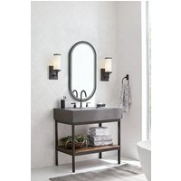 Living and Home Modern Oval LED Wall Mirror Metal Framed in Black