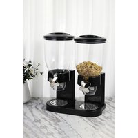 Living and Home 4L 2-Gird Dry Food Dispenser Double Cereal Containers Storage Organizer for Kitchen in Black