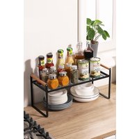 Living and Home 2-Tier Kitchen Spice Rack Space Saving Free Standing Countertop Organiser 35cm in Black