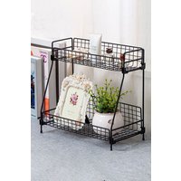 Living and Home 2-Tier Free Standing Cosmetic Organiser Kitchen Bathroom Storage Shelf Countertop Spice Rack Holder 41.5cm in Black