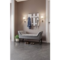 Living and Home Contemporary Velvet Buttoned Bench with Black Wood Legs in Grey