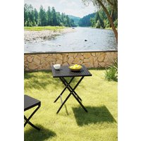 Living and Home Square Rattan Folding Outdoor Bistro Table Garden Dining Table in Black