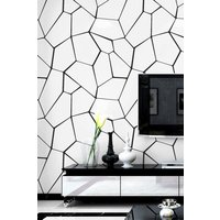 Living and Home Abstract Geometric Removable Wallpaper Roll in White