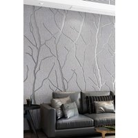 Living and Home 9.5M x 53Cm Modern Grey 3D Embossed Velvet Thick Wallpaper Roll | Size: 9.5M x 53 cm