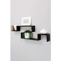 Living and Home 2Pcs Black Wooden Wall Mounted Floating Shelves