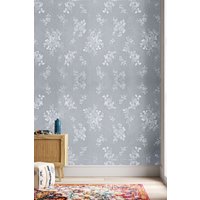 Living and Home 5M x 45Cm Retro Flower Textured PVC Wallpaper Roll in Grey | Size: 5M x 45 cm