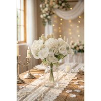 Living and Home Romantic Artificial Bouquet for Home Wedding Decoration in White