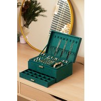 Living and Home 3-Tier Dark Green Jewelry Box with Lock