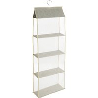 Living and Home 4-Tier Fabric Hanging Organizer Storage Handbag Purse Organizer in Beige