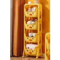 Living and Home 4-Tier Rolling Toy Storage Rack Trolley Cart Kitchen Fruit Vegetable Holder Shelf in Yellow