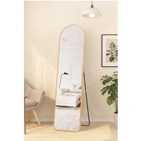 Living and Home 40cm W x 150cm H Modern Arched Metal Floor Mirror in Gold | Size: 40 cm W x 150 cm H