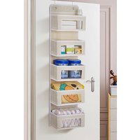 Living and Home 5 Pockets Over the Door Fabric Organizer Non Woven Hanging Storage in Beige