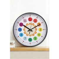 Living and Home 12 Inch Rainbow Color Arabic Numeral Wall Clock for Teaching