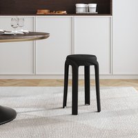 Living and Home 10 Pcs Plastic Stackable Round Stools Dining Chair ( Load Capacity 150kg ) in Black