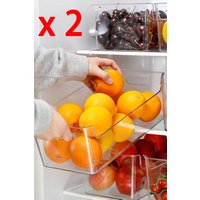 Living and Home 2pcs Clear Refrigerator Organizer Bins Kitchen Fridge Storage Box
