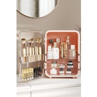 Living and Home Cosmetic Organizer Skincare Display Box Makeup Storage Case with Mirror in Pink
