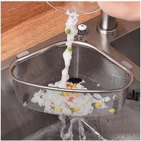 Living and Home Stainless Steel Drainer Wire Mesh Sink Strainer Basket Food Container for Filtering Kitchen in Silver