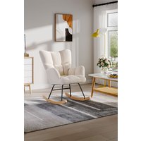 Living and Home Netural Bouclé Tufted Upholstered Rocking Chair in Cream