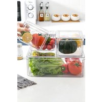 Living and Home 4Pcs Set 10.5L Fridge Food Fruit Vegetable Storage Containers with Lids in Clear