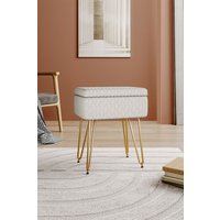 Living and Home Rectangle Upholstered Storage Ottoman Vanity Stool in Beige