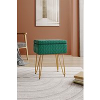 Living and Home Upholstered Storage Ottoman Vanity Stool in Green