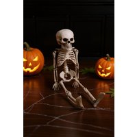Living and Home 40CM Poseable Skeleton Halloween Decoration for Indoor or Outdoor Garden, Haunted Houses and Parties in White