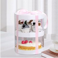 Living and Home 6-Inch Double-Layer Transparent Ribbon Packaging Box in White