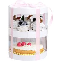 Living and Home 8-Inch Double-Layer Transparent Ribbon Packaging Box in White