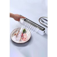 Living and Home Wall Mounted Plastic Wrap Dispenser Cling Film Foil Cutter with Suction Cup in White