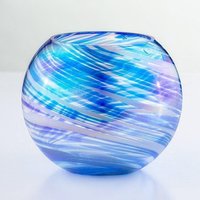 Sienna Glass Blown Glass Tealight Holder Blue