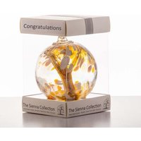 Sienna Glass 10cm Spirit Ball Congratulations Pastel Gold