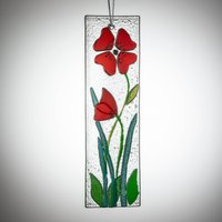 Sienna Glass Hanging Decorative Flower Plaque Red