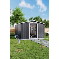 H&O Direct Outdoor Large Metal Garden Tool Storage Shed in Black