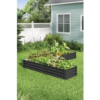 H&O Direct L-Shaped Galvanized Steel Raised Garden Bed in Charcoal