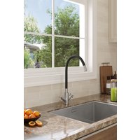 Living and Home G1/2 Flexible Silicone Dual-Handle Kitchen Faucet Mixer Tap in Black