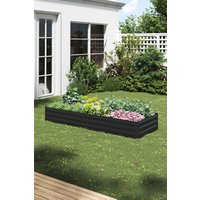 H&O Direct Rectangular Metal Outdoor Raised Garden Bed in Charcoal