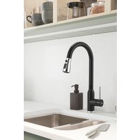 Living and Home Retractable Pull-down Kitchen Faucet in Black