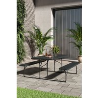 Outdoor Folding Picnic Dining Table Set Parasol Hole