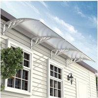 Living and Home 106"x39" Window Door Awning Canopy w/ Plastic Cover & Aluminum Brackets for Porch, Patio, Deck, Protect Against Light, Rain and Snow