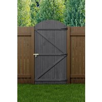 Living and Home Wooden Arch Top Semi Braced Strong Garden Gate in Dark Grey | Size: Medium