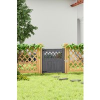 Living and Home 90cm W Rhombus Wooden Garden Fence Gate in Dark Grey | Size: XL