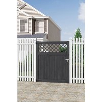 Living and Home 120cm W Rhombus Garden Wood Fence Gate in Dark Grey | Size: Medium
