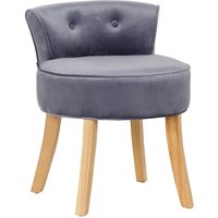 Grey Velvet Vanity Stool Dressing Chair with Natural Color Legs