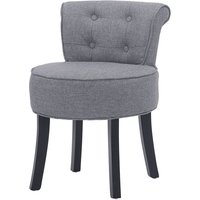 Light Grey Linen Upholstered Vanity Stool Dressing Chair