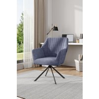 Living and Home Grey Upholstered Leisure Swivel Chair with Metal Legs
