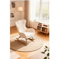 Living and Home White Lambswool Upholstered Rocking Chair