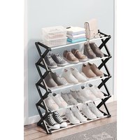 Living and Home 5-Tier Foldable Metal Shoe Rack 59.5 x 20.8 x 70.2 cm in Black